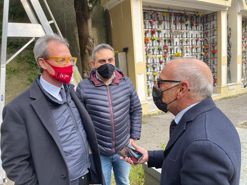 Cimitero di Nervi, sopralluogo di Rosso, Balleari e Vacalebre