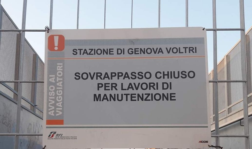 Sovrappasso chiuso alla stazione di Voltri, per Rfi occorre un anno e mezzo