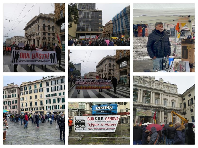 Super green pass, manifestanti in corteo per le vie del centro (Foto e Video)