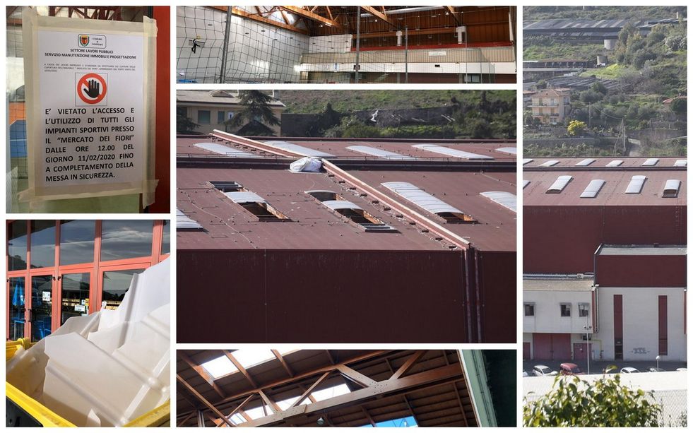 Sanremo: il vento di stanotte ha danneggiato il tetto del mercato dei fiori, palestre chiuse per oggi (Foto) Sanremo: il vento di stanotte ha danneggiato il tetto del mercato dei fiori, palestre chiuse per oggi (Foto)