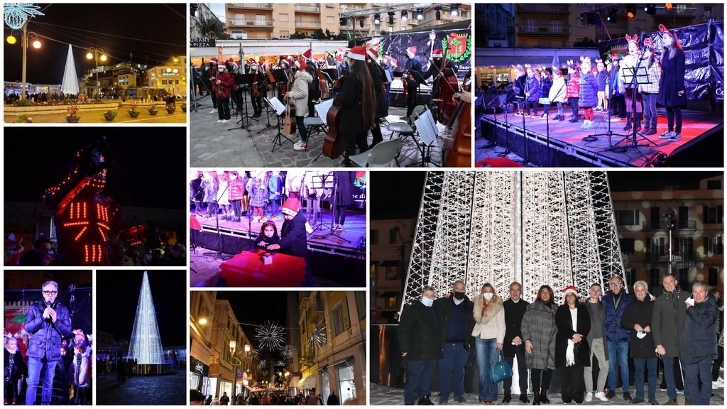 Sanremo: acceso l'albero di Natale in piazza Colombo, atmosfera di festa e nuove luminarie in città (Foto e Video)