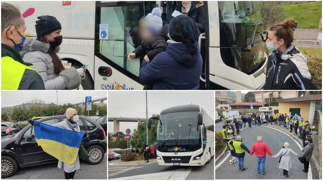 Arrivato a Imperia il primo pullman con i profughi scappati dalla guerra in Ucraina (Foto e video)