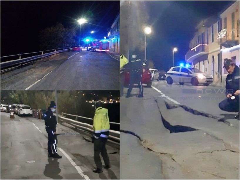 Sanremo: cede la strada a Bussana, via Al Mare chiusa al traffico. Domani i tamponi passando da Arma (Foto)