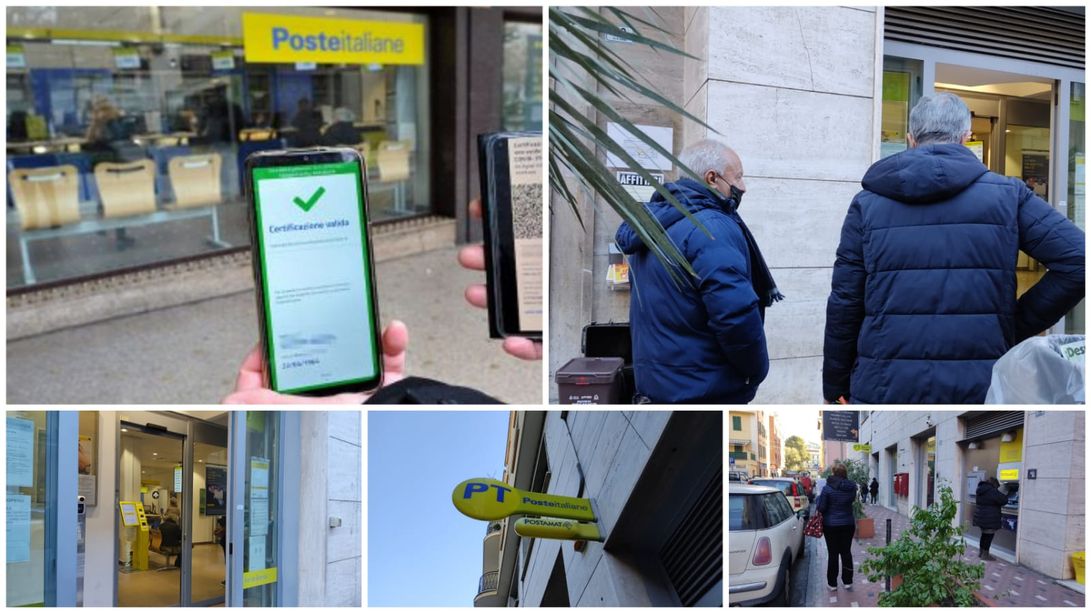 Imperia, malumori e lunghe attese nel primo giorno del green pass obbligatorio per poste e banche: &quot;È discriminatorio, a rischio i servizi essenziali&quot; (foto e video)