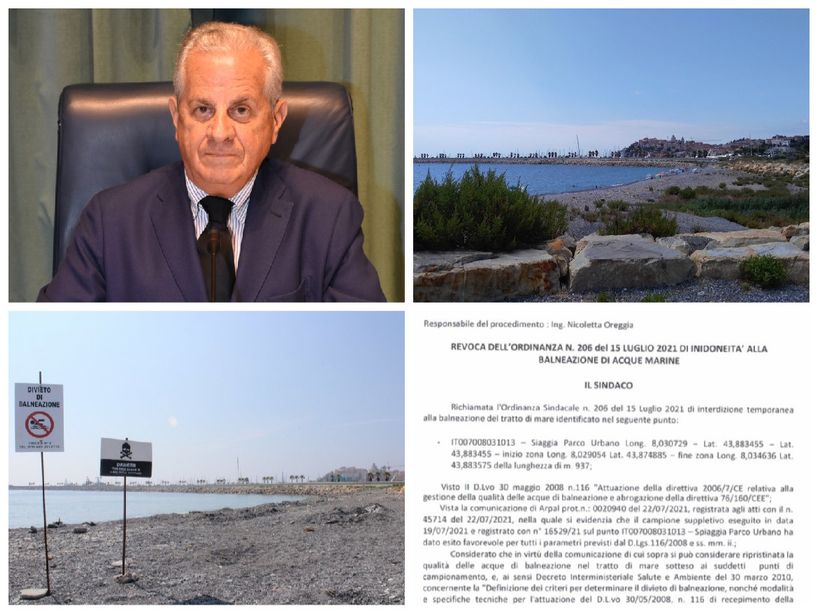 Imperia, parametri ok: Scajola revoca il divieto di balneazione al parco urbano