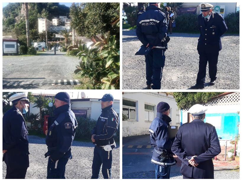 Diano Marina, blitz dei vigili sul molo Landini: verifiche all’ex campeggio ‘Angolo di Sogno’ (foto)