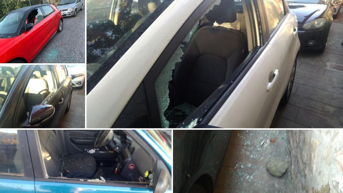 Albenga, strage di cristalli auto rotti nella notte, almeno 12 i veicoli colpiti (FOTO)