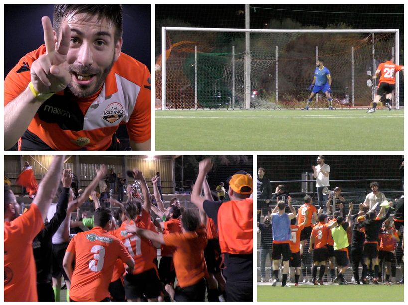 Calcio. Vadino - Atletico Internazionale: i rigori, i fuochi d'artificio e la festa, la Coppa Liguria è arancionera! (VIDEO)
