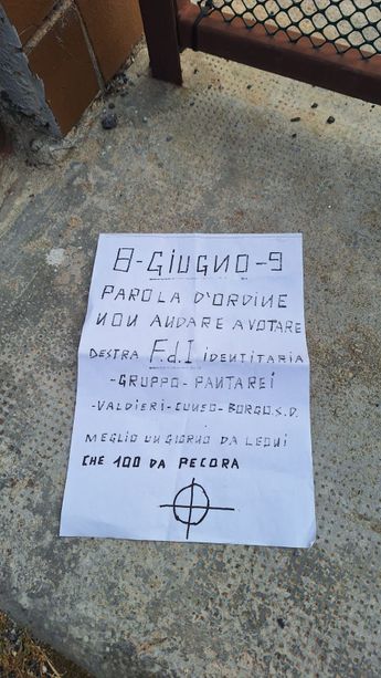 Volantini fascisti a Valdieri, Gribaudo (PD) all'attacco di Panta Rei. La replica: "Prendiamo le distanze. Noi facciamo politica in modo serio" Volantini fascisti a Valdieri, Gribaudo (PD) all'attacco di Panta Rei. La replica: "Prendiamo le distanze. Noi facciamo politica in modo serio"