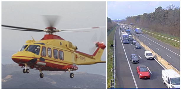 Auto si ribalta in autostrada: un ferito grave e tre chilometri di coda