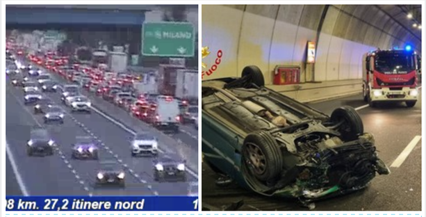 Pomeriggio pesante in autostrada: dopo il ribaltamento in Pedemontana altro scontro sull'Autolaghi: un ferito e tre chilometri di coda