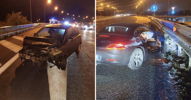 Notte di pioggia nel Torinese, incidenti a raffica: due persone in ospedale e auto distrutte