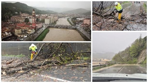 Maltempo a Cairo: strade allagate, smottamenti e frane. A Ferrania 170 mm di pioggia in 24 ore