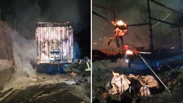 Camion a fuoco sull'A10 tra Andora e Albenga: intervento dei vigili del fuoco Camion a fuoco sull'A10 tra Andora e Albenga: intervento dei vigili del fuoco
