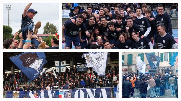 Calcio, Savona. Stadio e centro città, sono iniziate le celebrazioni per la promozione biancoblu (FOTO E VIDEO)