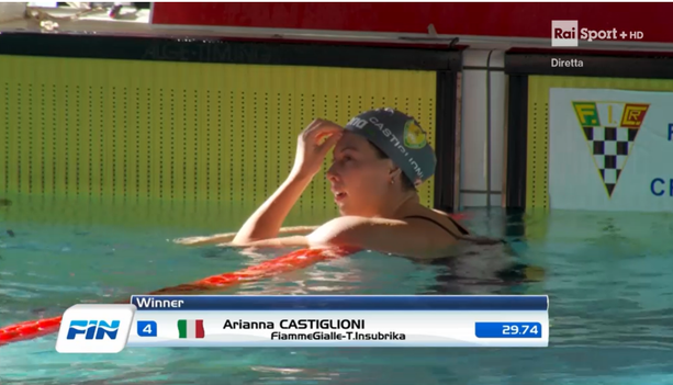 Campionati italiani in vasca corta, Arianna Castiglioni vince anche i 50 rana