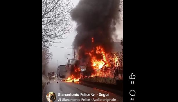 L'urto e l'incendio della cabina del gas in via per Schianno: «Tenete chiuse le finestre»