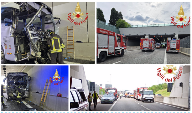 Schianto sulla Pedemontanatra tra un pullman di bambini e un camion: una vittima e numerosi feriti Schianto sulla Pedemontanatra tra un pullman di bambini e un camion: una vittima e numerosi feriti