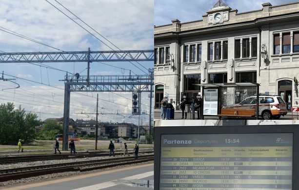Si arrampica alla stazione e vuole parlare con il sindaco. Treni in tilt a Busto Si arrampica alla stazione e vuole parlare con il sindaco. Treni in tilt a Busto