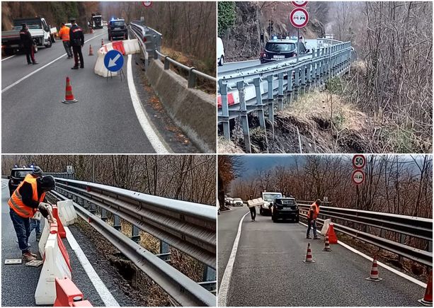 Statale 28 del Col di Nava interessata da una frana all’altezza di Case Rosse (foto)