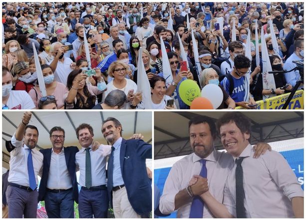 FOTO e VIDEO. Bagno di folla per Salvini a Varese: «Bianchi è il cambiamento. Se vinciamo al secondo turno mi incazzo»