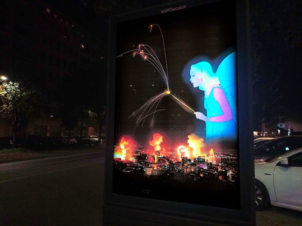 "La fata turchina bombarda Gaza e Israele": l'ultimo lavoro del Banksy di Torino