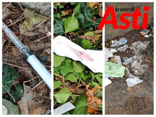 Rifiuti, siringhe e assorbenti igienici abbandonati nel parco in pieno centro [FOTOGALLERY]