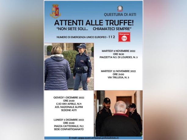 Nuovi appuntamenti per la campagna anti truffe “Non siete soli… Chiamateci Sempre”