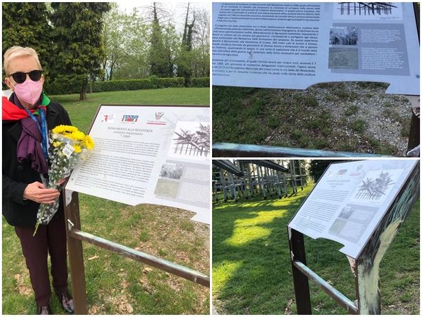 Spaccata e imbrattata la targa del monumento alla Resistenza a Cuneo Spaccata e imbrattata la targa del monumento alla Resistenza a Cuneo