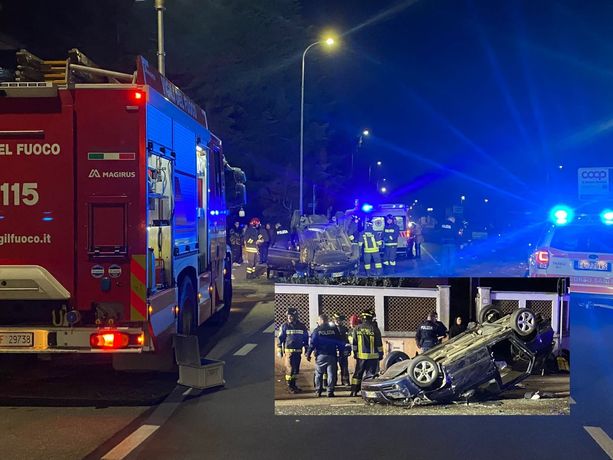 FOTO. Auto ribaltata, paura sul Sempione FOTO. Auto ribaltata, paura sul Sempione