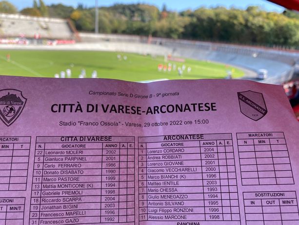 IN DIRETTA. Varese-Arconatese 0-0. Torna De Paola in panchina per non restare... al verde IN DIRETTA. Varese-Arconatese 0-0. Torna De Paola in panchina per non restare... al verde