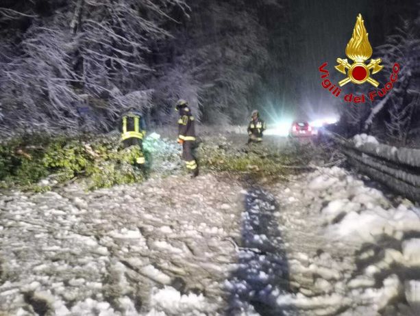 FOTO. Neve, allagamenti, piante cadute, frane: una notte di superlavoro per i vigili del fuoco per il maltempo