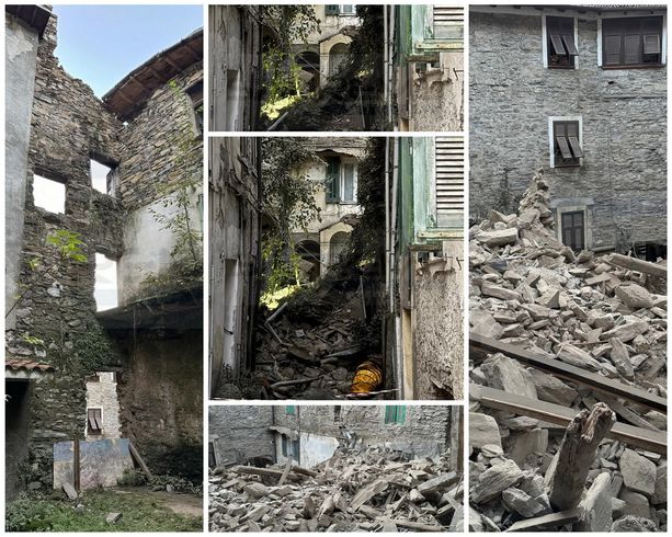 Pigna: crolla un'abitazione disabitata in frazione Buggio e provoca la fuga di gas da un bombolone vicino, tre evacuati (Foto) Pigna: crolla un'abitazione disabitata in frazione Buggio e provoca la fuga di gas da un bombolone vicino, tre evacuati (Foto)