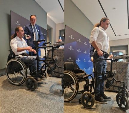 Su una sedia a rotelle dopo lo schianto in moto, Michel torna a camminare grazie all'Intelligenza Artificiale
