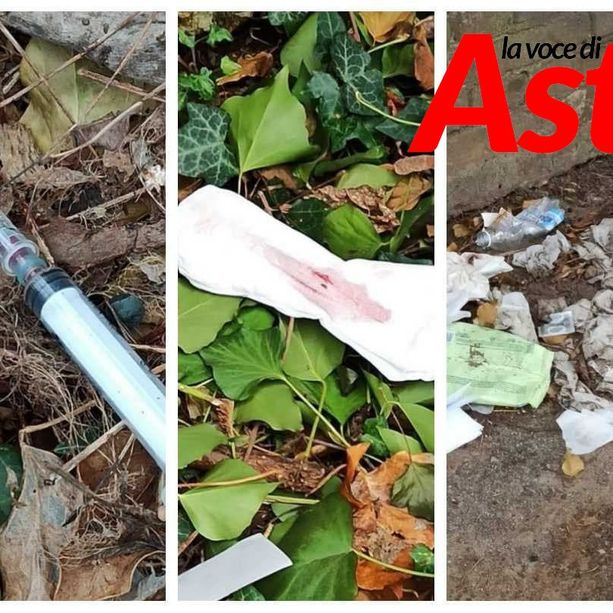 Rifiuti, siringhe e assorbenti igienici abbandonati nel parco in pieno centro [FOTOGALLERY]