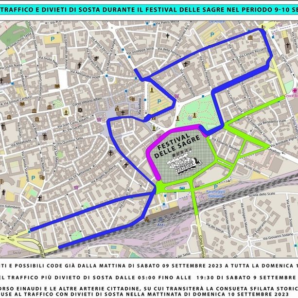 Ecco tutti i divieti e i consigli in vista di Sagre e Douja d’Or [CARTINA ALLEGATA]