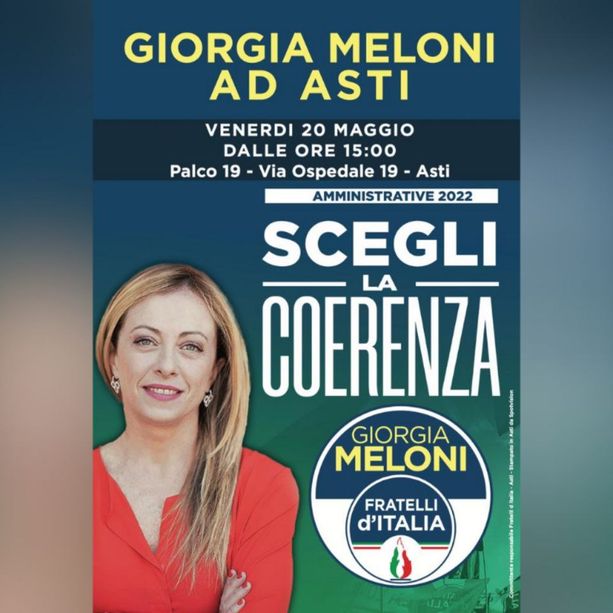 Venerdì prossimo appuntamento elettorale con Giorgia Meloni