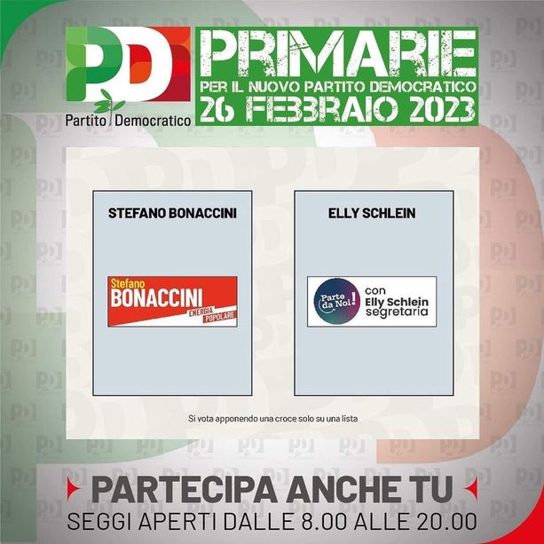 Domani si vota per le Primarie del Partito Democratico. In campo Bonaccini contro Schlein