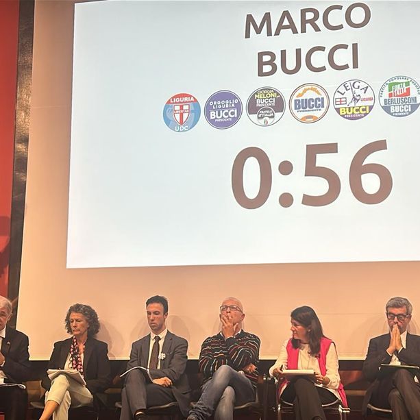 Regionali, Marco Bucci al confronto con gli altri candidati alla presidenza: “Sono i cittadini i nostri capi, non i partiti o il governo di Roma”