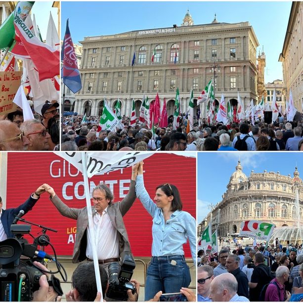 Il centrosinistra scende in piazza a Genova sotto la sede della Regione: “Toti dimettiti, non puoi sequestrare la democrazia”