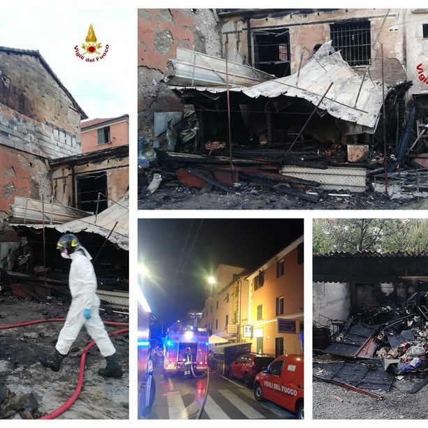 Genova, notte di lavoro per i vigili del fuoco, incendio in un bar di via Struppa (FOTO)