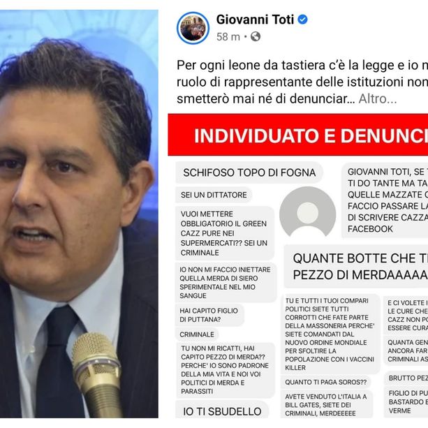 Minacce di morte a Toti: &quot;Per ogni leone da tastiera c'è la legge, avanti coi vaccini&quot;