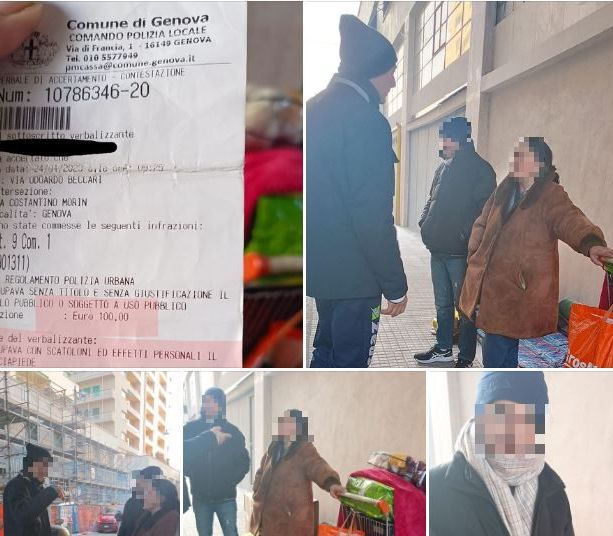 Foce, 100 euro di multa a due clochard per aver occupato il marciapiede, scoppia la polemica