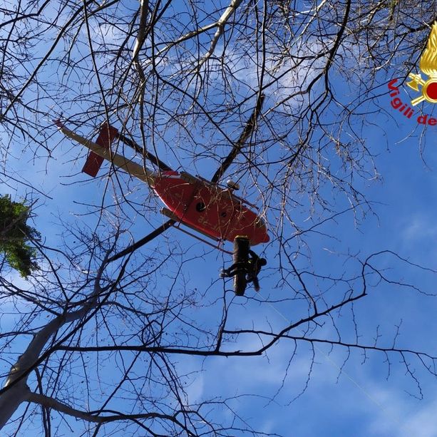 I vigili del fuoco soccorrono un'escursionista sul monte Righi [FOTO e VIDEO]