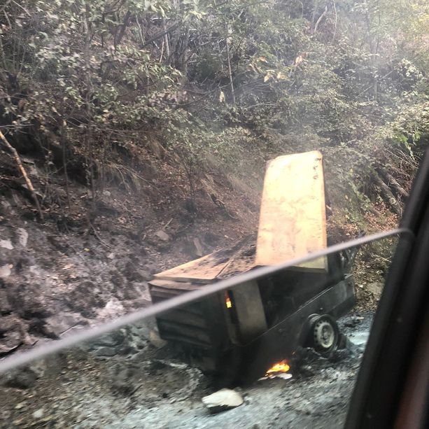 Compressori in fiamme al cantiere di Ribellasca, traffico in tilt