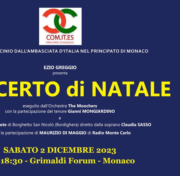 Per il Concerto di Natale del Com.It.Es. 2023 di Monaco arriva il tenore Gianni Mongiardino