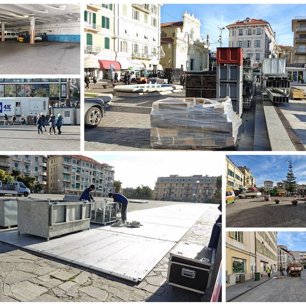 Festival di Sanremo: pronti... via! Iniziati questa mattina i lavori per la costruzione del palco, chiusa piazza Colombo (Foto e Video)