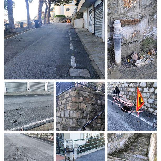 Sanremo: &quot;Radici nell'asfalto e scolo fognario inadeguato&quot;, residenti di via Margotti protestano per lo stato della strada (Foto)