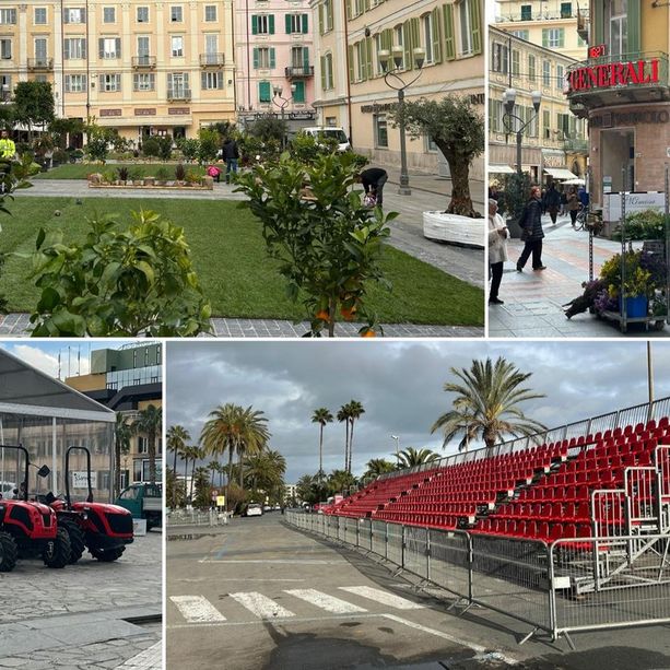 Sanremo si veste di fiori: tra primi allestimenti in centro e tribune pronte, il Corso Fiorito prende forma (Foto)