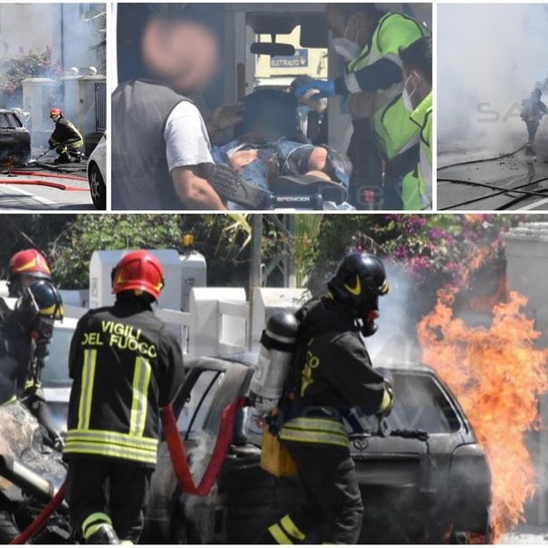 Sanremo: spaventoso incidente in corso Marconi, auto in fiamme dopo lo schianto. C'è una vittima (Foto e Video)